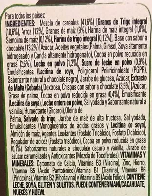 Lista de ingredientes del producto Fitness breakfast cereal bars Fitness 141 g