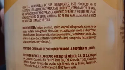 Lista de ingredientes del producto Coffe mate Avellana Nestlé 930 grs.