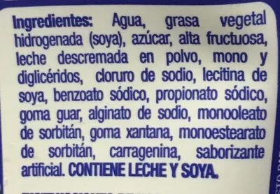 Lista de ingredientes del producto CREMA CHANTILLY 500 ML