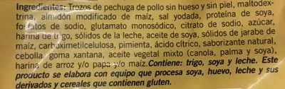 Lista de ingredientes del producto Trozos de Pechuga pimienta limón Bachoco Bachoco 700 g