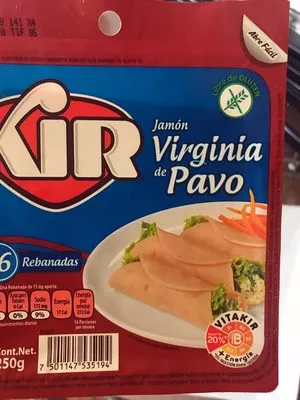 Lista de ingredientes del producto Kir Virginia de Pavo Qualitia 250 g