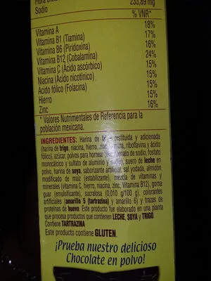 Lista de ingredientes del producto Hot Cakes Pronto 