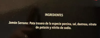 Lista de ingredientes del producto Jamón serrano La española 100gr