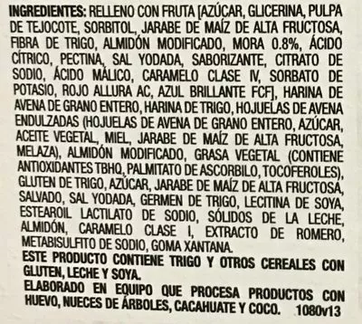 Lista de ingredientes del producto Stila Sabor Mora Quaker 150 g