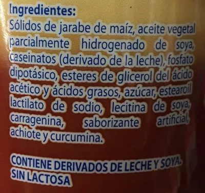 Lista de ingredientes del producto SUSTITUTO DE CREMA GREAT VALUE 454 G