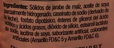 Lista de ingredientes del producto Sustituto de crema Great Value 226 g