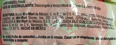 Lista de ingredientes del producto Fresas Enteras congeladas Great Value 2 kg