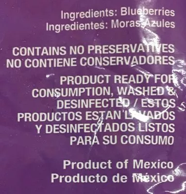 Lista de ingredientes del producto Blueberries Global 907 g