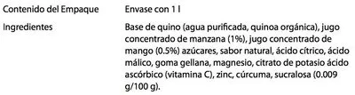 Lista de ingredientes del producto Pure Natural concepts Quinoa sabor Mango Food Service & Joes 1 l