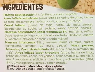 Lista de ingredientes del producto HEALTHY GRANOLA BiTES Manzana - coco Yobits 4 paquetes 30 g c/u