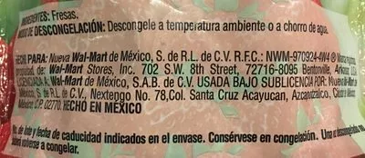 Lista de ingredientes del producto Fresas Enteras Congeladas Great Value 500 g