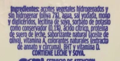 Lista de ingredientes del producto Margarina Con Sal oliva Primavera Primavera 170 g