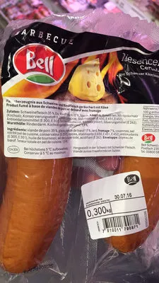 Lista de ingredientes del producto Cervelas géant avec fromage Suisse Bell,  Bel 300 g