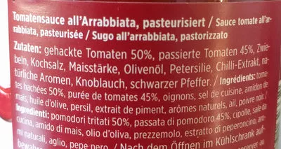 Lista de ingredientes del producto Sugo Arrabbiata (denner) Denner 420g