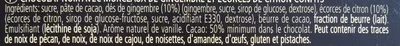 Lista de ingredientes del producto Chocolat noir gingembre-citron Villars 200 g