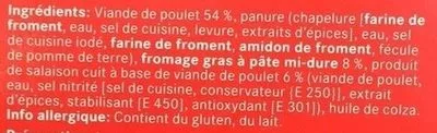 Lista de ingredientes del producto Cordon-bleu de poulet Bell 300g