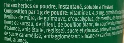 Lista de ingredientes del producto Thé aux Herbes Instantané Bonherba, Migros 300 g