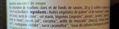 Lista de ingredientes del producto Bouillon de légumes Herbamare 200 g