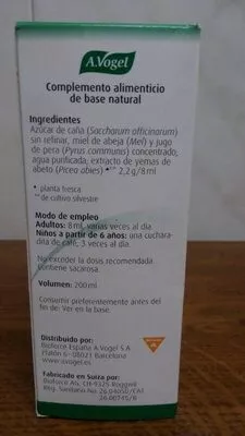 Lista de ingredientes del producto Santasapina A.Vogel 