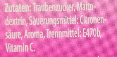 Lista de ingredientes del producto Traubenzucker mit Himbeerengeschmack und Vitamin C Domaco 50 g