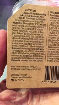 Lista de ingredientes del producto Pâté en croûte à l'ancienne Le Patron 100 g