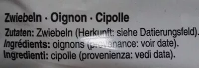 Lista de ingredientes del producto Zwiebeln COOP Prix Garantie 2,5 kg