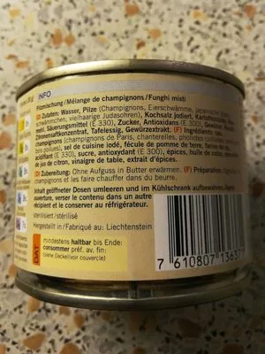 Lista de ingredientes del producto Mélange de champignons Coop 