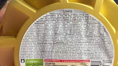 Lista de ingredientes del producto Apéro Pâté de veau en croûte Coop 290 g