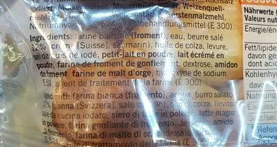 Lista de ingredientes del producto Bretzel au beurre au sel marin Betty Bossi 80g