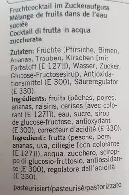 Lista de ingredientes del producto cocktail de fruits Prix Garantie 500 g