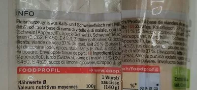 Lista de ingredientes del producto St.galler Kalbsbratwurst, Qualité& Prix Coop 280g