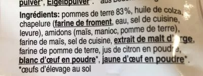 Lista de ingredientes del producto Rösti à l'ancienne Coop 750 g