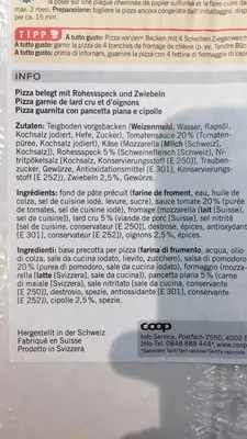 Lista de ingredientes del producto Pancetta e cipole Betty Bossi 500 g