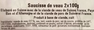 Lista de ingredientes del producto Saucisses de veau DelMaitre 