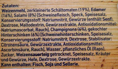 Lista de ingredientes del producto Steinofen Pizzies Speciale Wagner 300 g