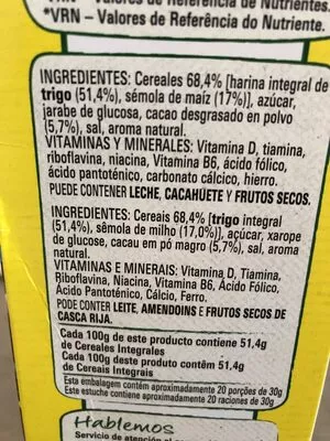 Lista de ingredientes del producto Nesquik céréales chocolat Nestlé 