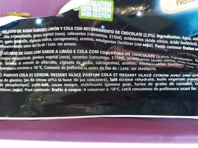 Lista de ingredientes del producto Colajet Nestle 