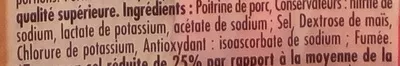 Lista de ingredientes del producto Lardons fumés (-25 % de sel) Herta 150 g (2 x 75 g)