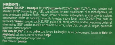 Lista de ingredientes del producto Pizza royale Buitoni 1110 g