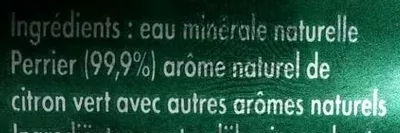 Lista de ingredientes del producto Perrier saveur citron vert Nestlé 33 cl