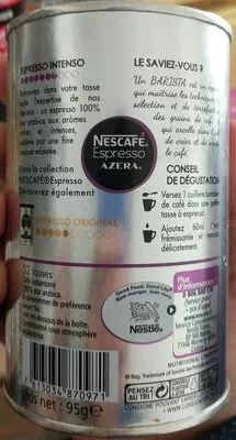 Lista de ingredientes del producto Nescafé Espresso Nescafé 95 g