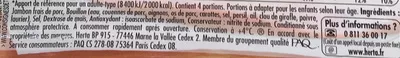 Lista de ingredientes del producto Tendre Noix Supérieur Label Rouge Herta, Tendre Noix 120 g