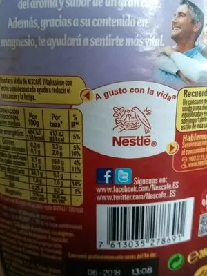 Lista de ingredientes del producto Nescafé Classic Café Soluble Vitalíssimo Descafeinado Nescafe 