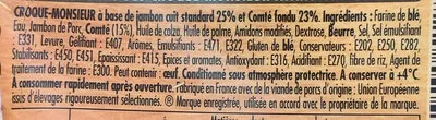 Lista de ingredientes del producto Tendre croc' Comté Herta, Nestlé 210g