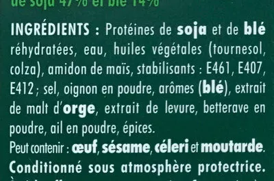 Lista de ingredientes del producto Le bon Végétal Boulettes Soja & Blé Herta 200 g