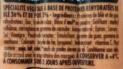 Lista de ingredientes del producto Knacki végétale blé et pois HertaNestlé 210 g, 6 saucisses 35 g