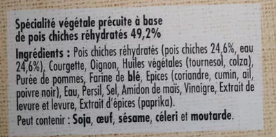 Lista de ingredientes del producto Falafels Herta Le Bon Vegetal, Herta 190 g