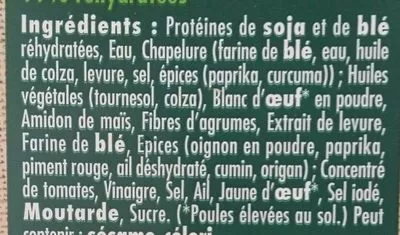 Lista de ingredientes del producto Escalope soja et blé Herta Le Bon Végétal, Herta 180 g, 2 escalopes