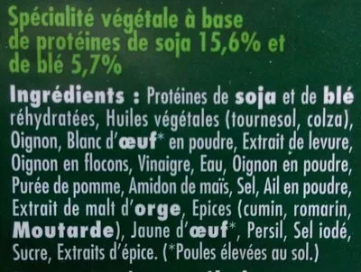 Lista de ingredientes del producto Steak soja & blé Herta 150 g e (2 * 75 g)