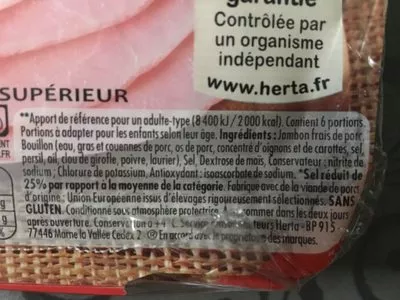 Lista de ingredientes del producto Le Bon Paris Herta 630 g (420g+210g gratuit)